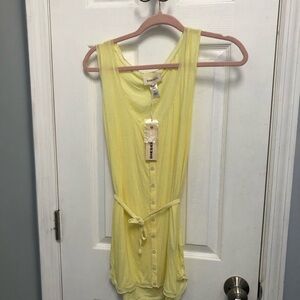 Y2K Diesel New Yellow Sleeveless Button Front Tie-Waist Tank Top Size M